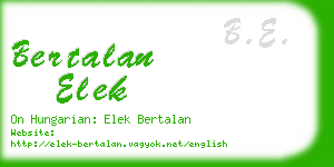 bertalan elek business card